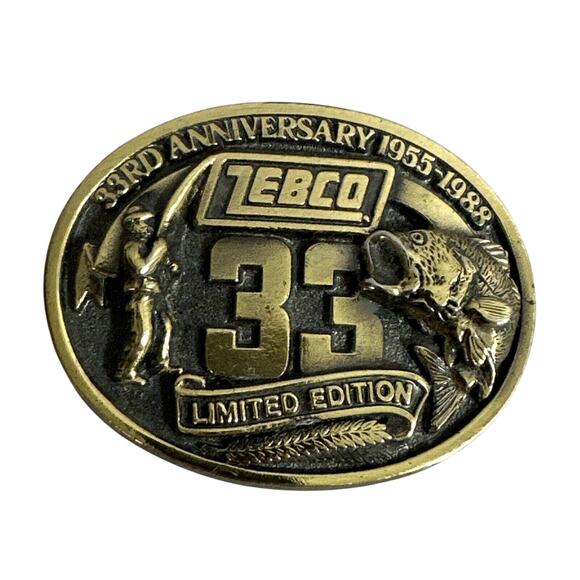 Zebco 33rd Anniversary 1955-1988 Limited Edition Belt Buckle Vintage - Picture 1 of 7